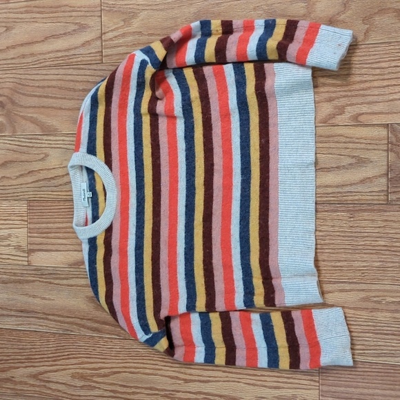 Madewell Sweaters - Madewell rainbow stripe wool-alpaca crewneck sweater oversized women's size XS